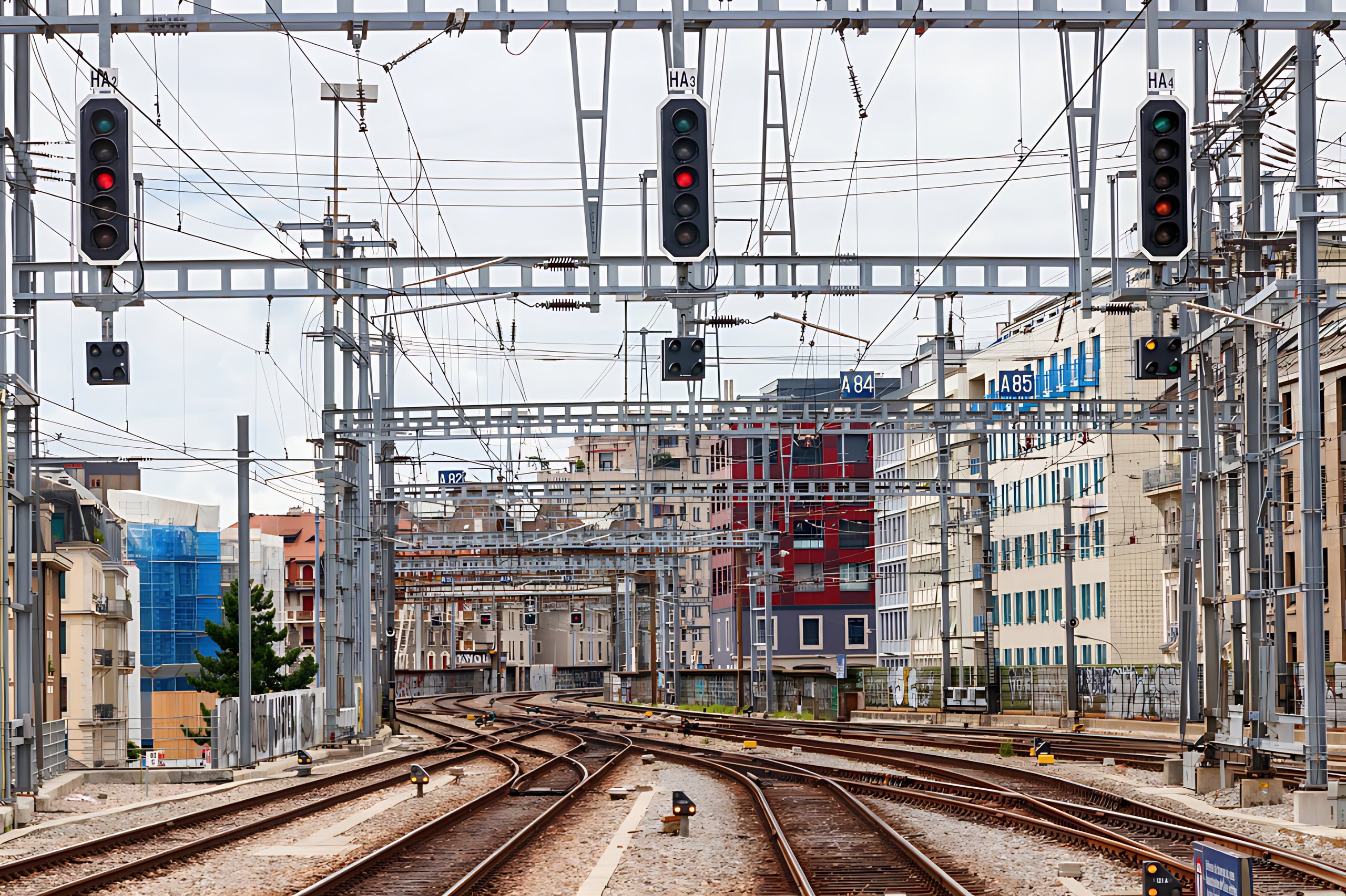Zug bei der Einfahrt in einen Schweizer Bahnhof